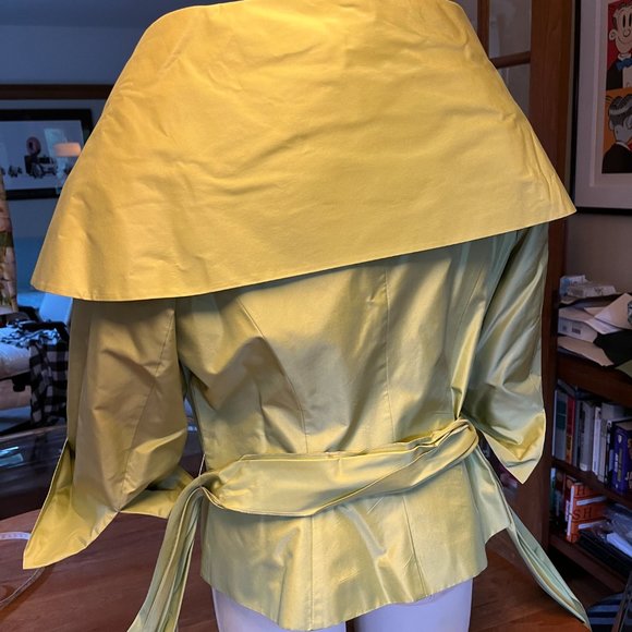 Renato Mucci Green Silk Cocktail Jacket S 42 V Neck and Wide Collar - Picture 7 of 14